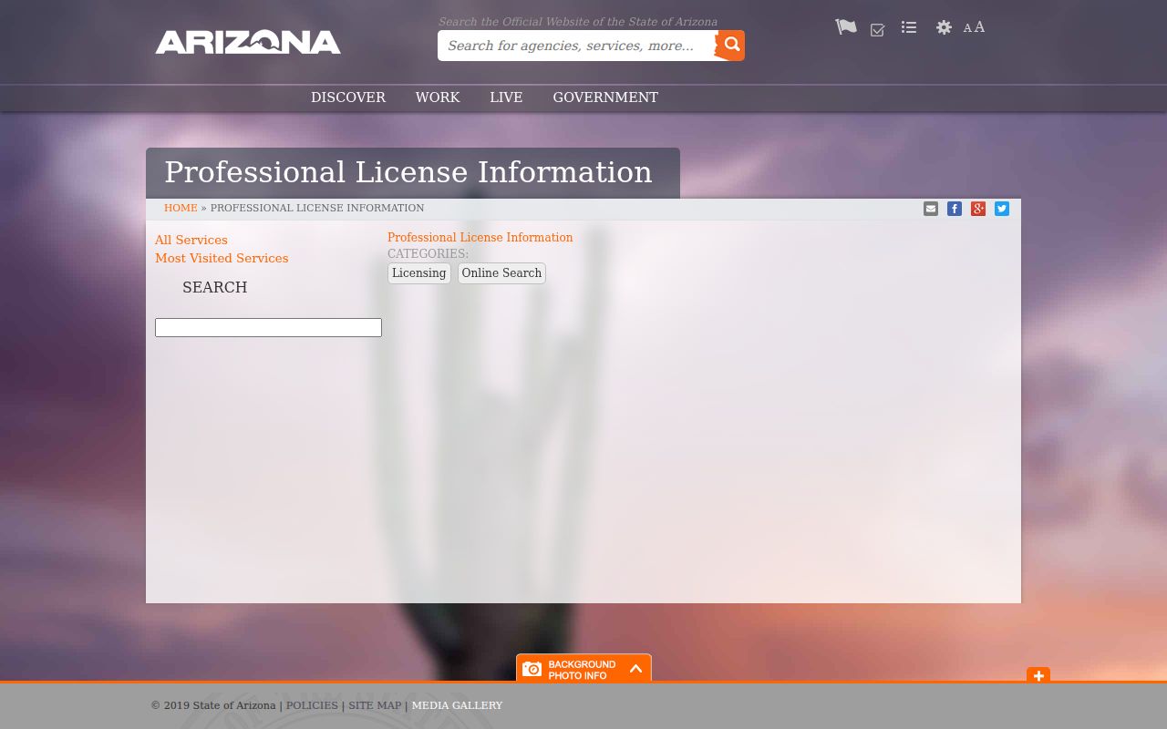 Scottsdale resident lookup through Arizona professional license directory