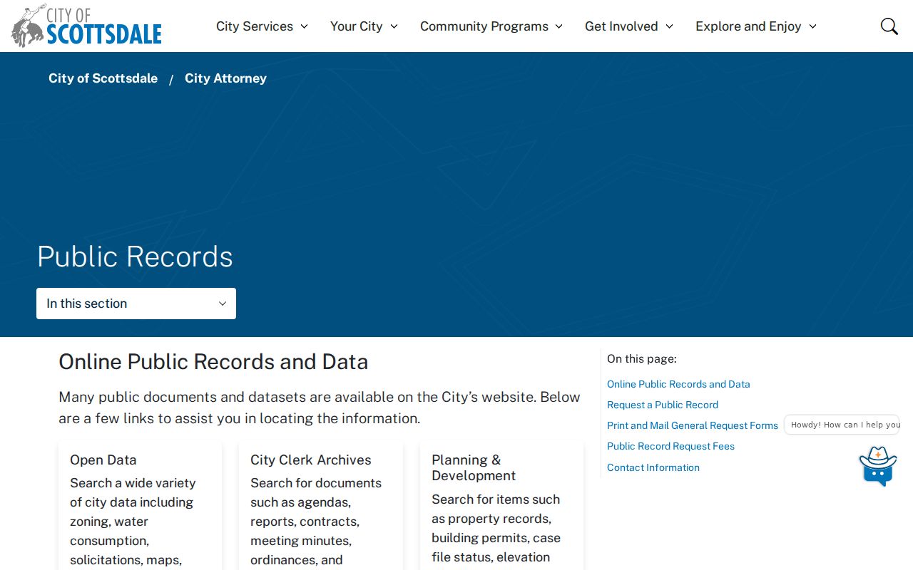 Scottsdale residents directory city public records request options
