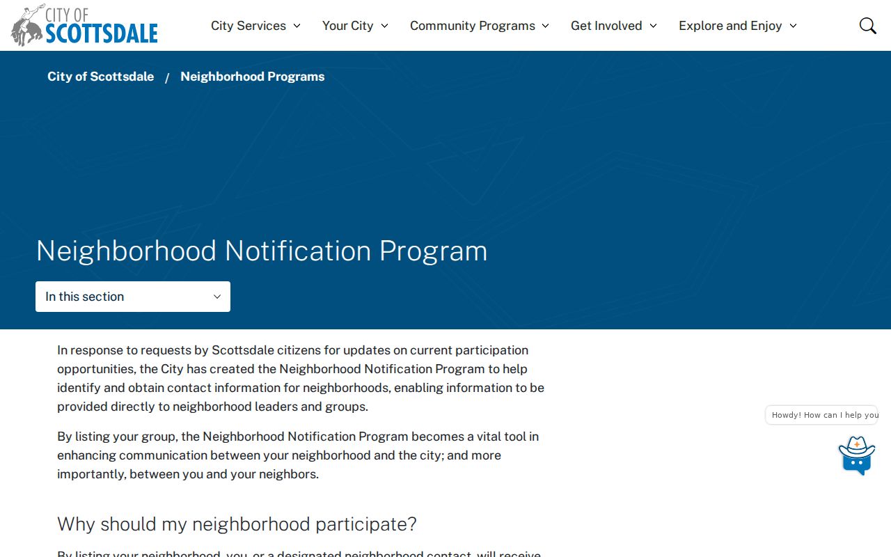 Scottsdale neighbors and Neighborhood Notification registry