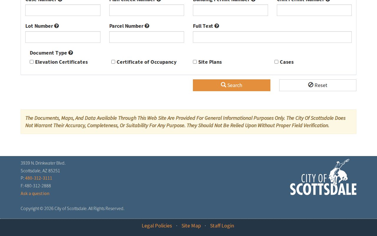 Scottsdale street directory planning document search by address